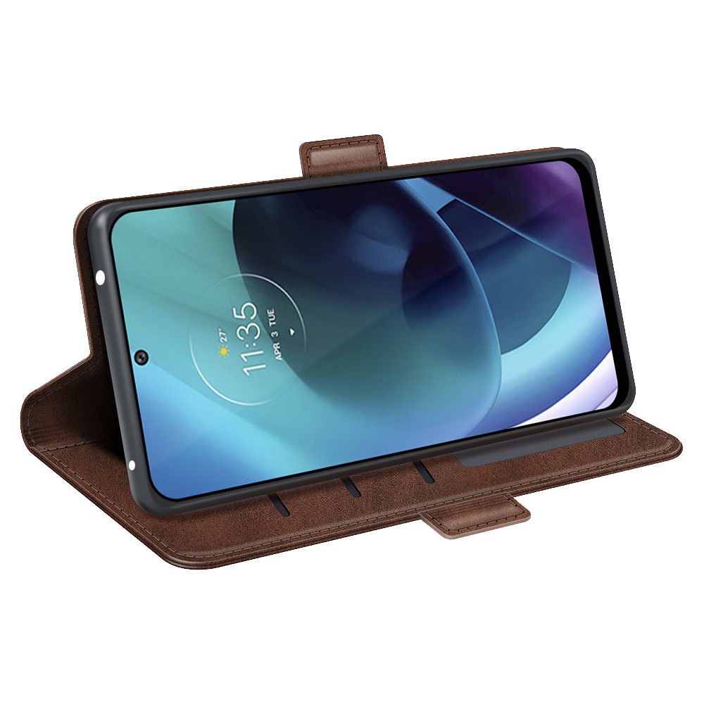  Motorola Moto G71 Fodral Med Magnetisk Stängning Brun