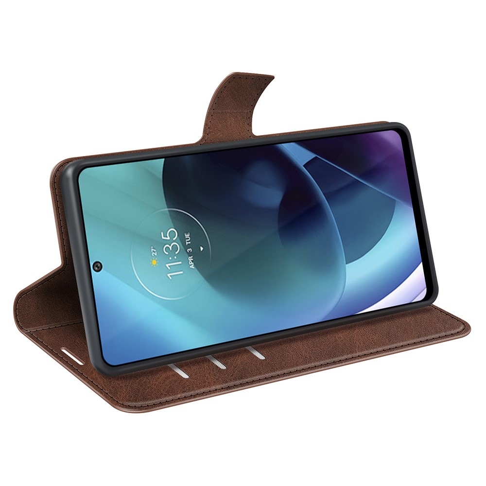  Motorola Moto G71 Fodral Solid Läder Brun