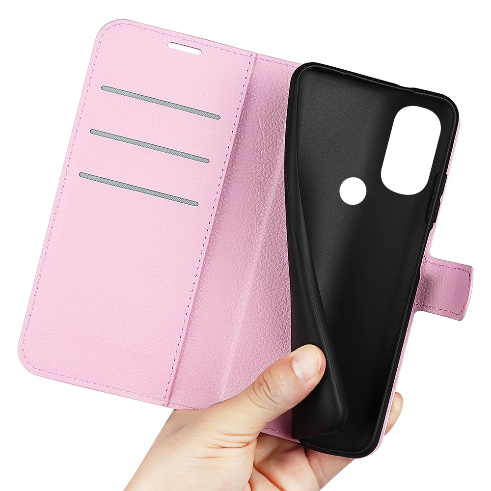  Motorola Moto G71 Fodral Litchi Textur Ljus Rosa