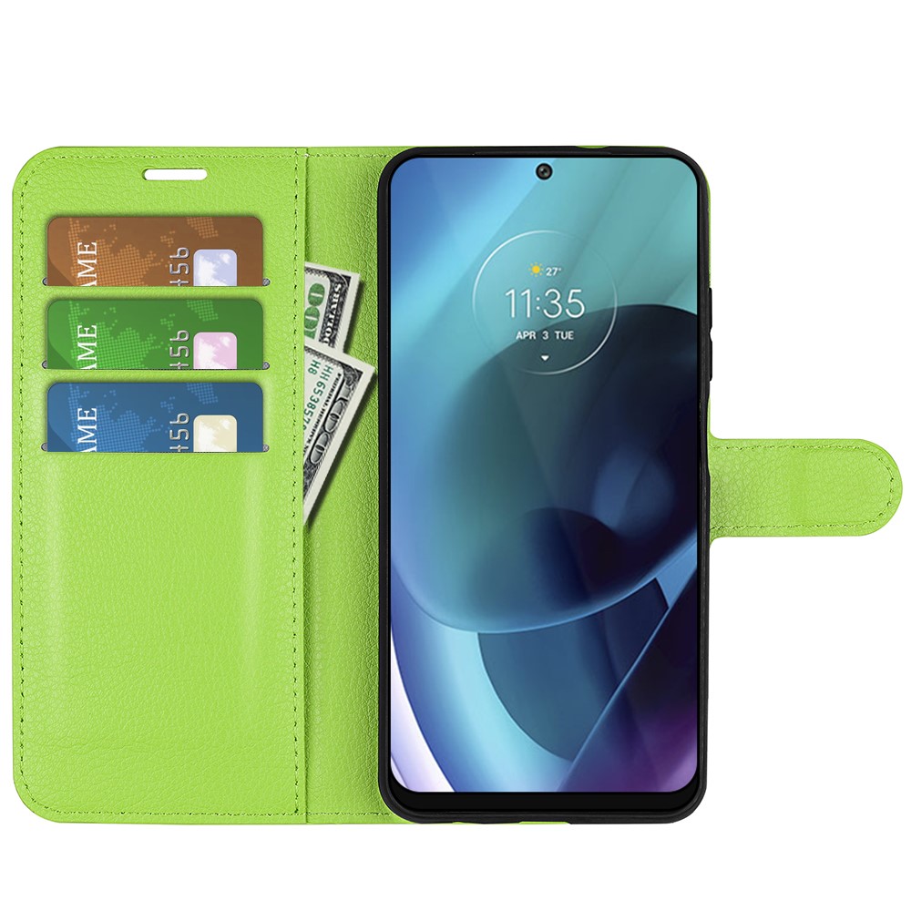  Motorola Moto G71 Fodral Litchi Textur Grön