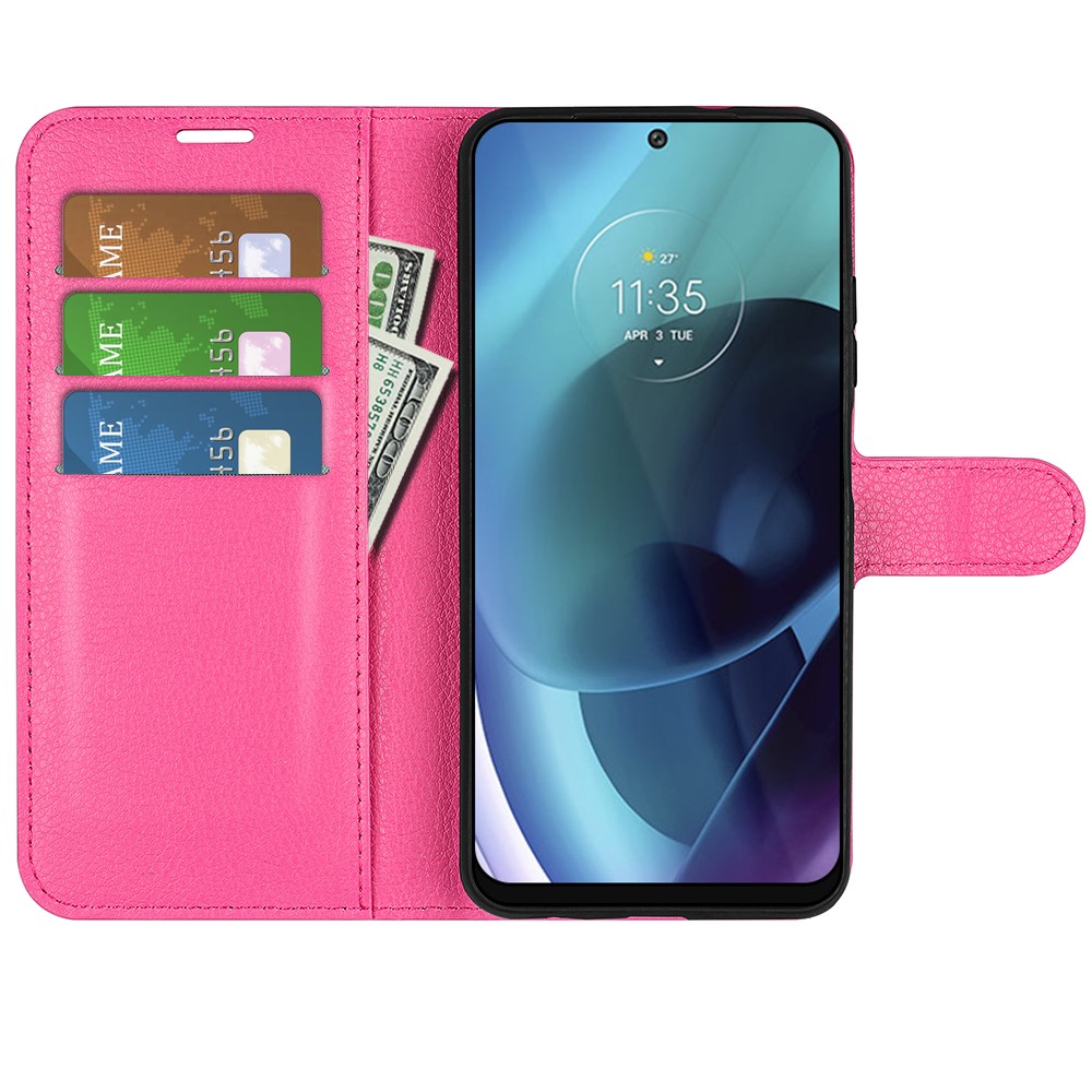  Motorola Moto G71 Fodral Litchi Textur Rosa