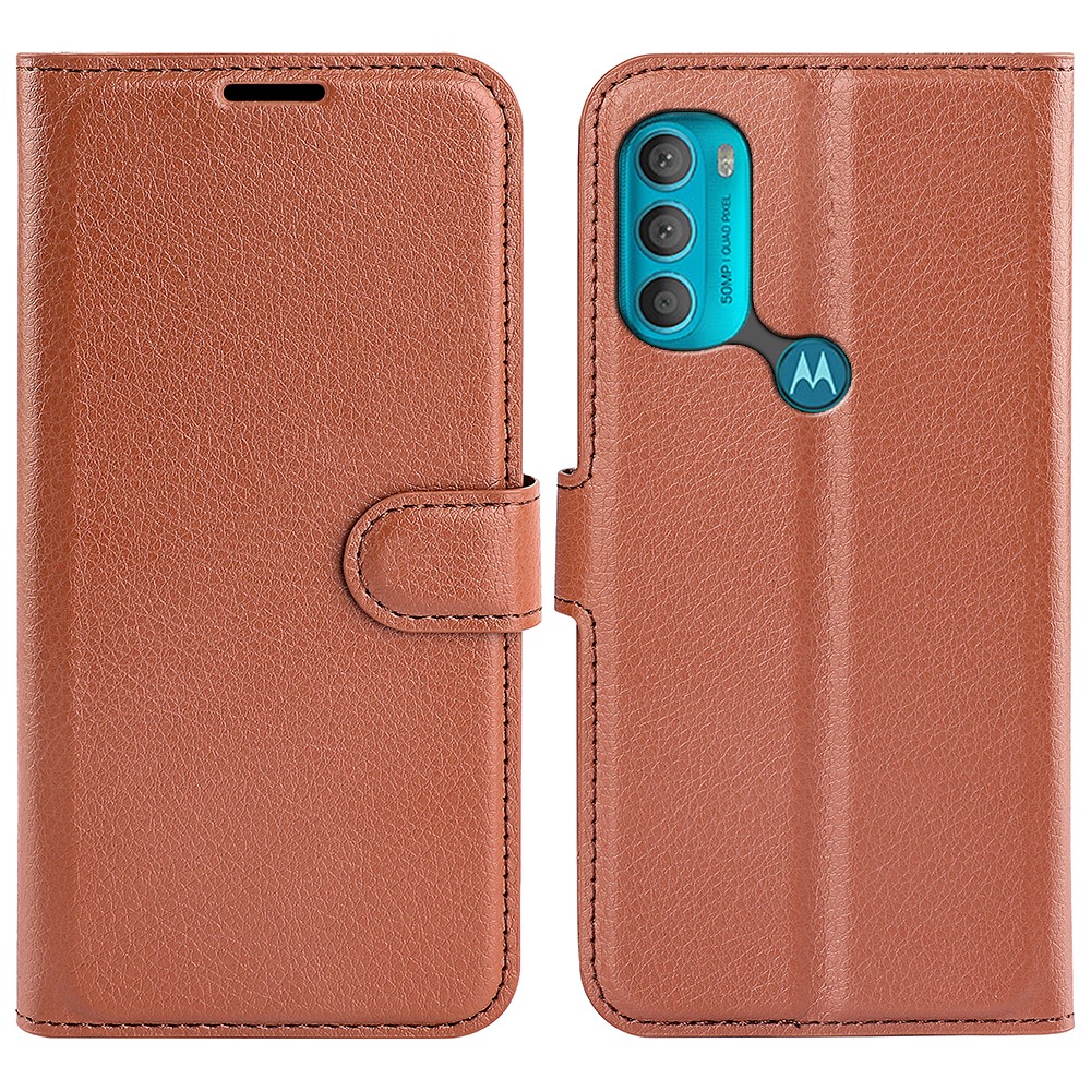  Motorola Moto G71 Fodral Litchi Textur Brun