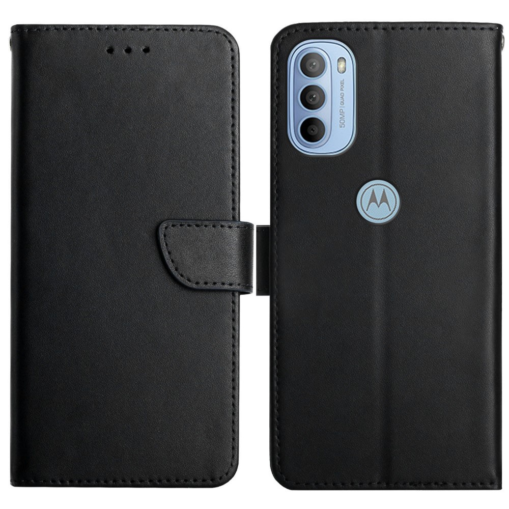  Motorola Moto G31 / G41 Fodral Nappa Textur Äkta Läder Svart