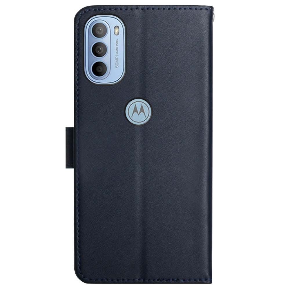  Motorola Moto G31 / G41 Fodral Nappa Textur Äkta Läder Blå