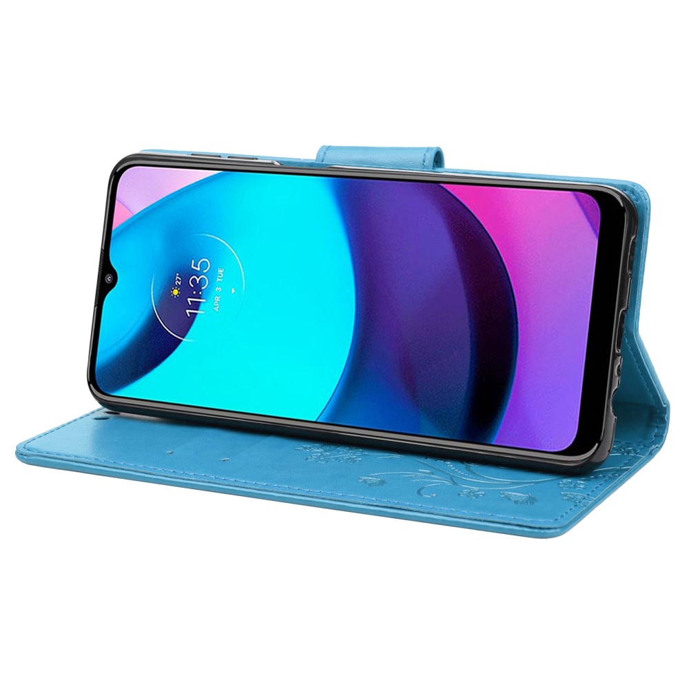  Motorola Moto E20 / E40 Fodral Tryckt Fjäril Textur Blå