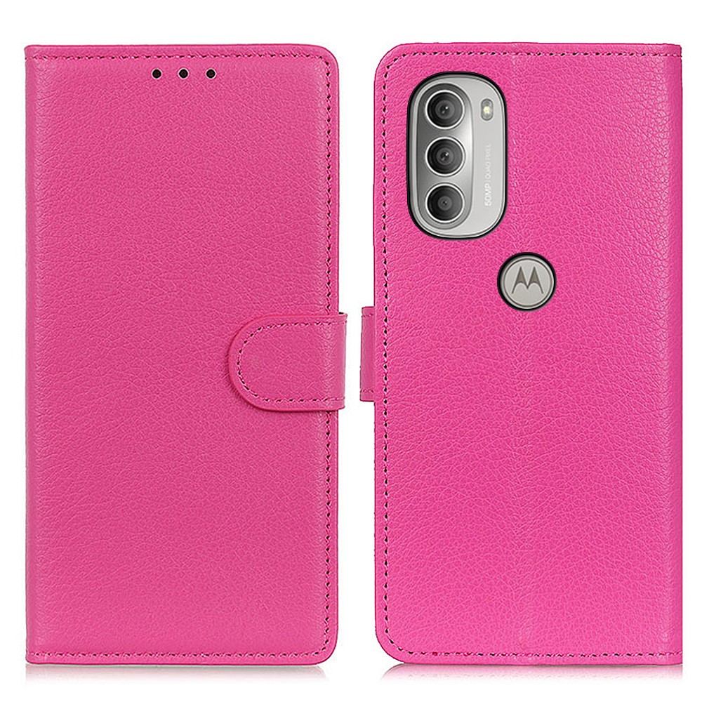  Motorola Moto G51 Fodral Litchi Textur Rosa