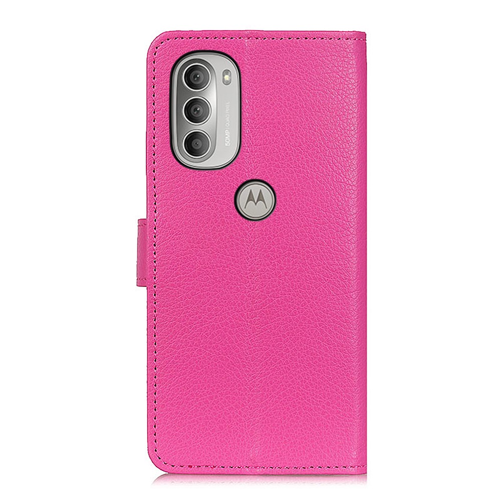  Motorola Moto G51 Fodral Litchi Textur Rosa