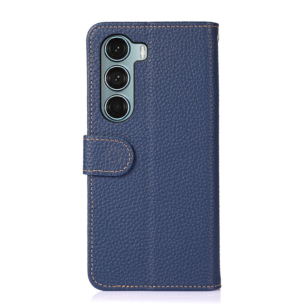 KHAZNEH KHAZNEH Motorola Moto G200 Fodral Litchi Äkta Läder Blå