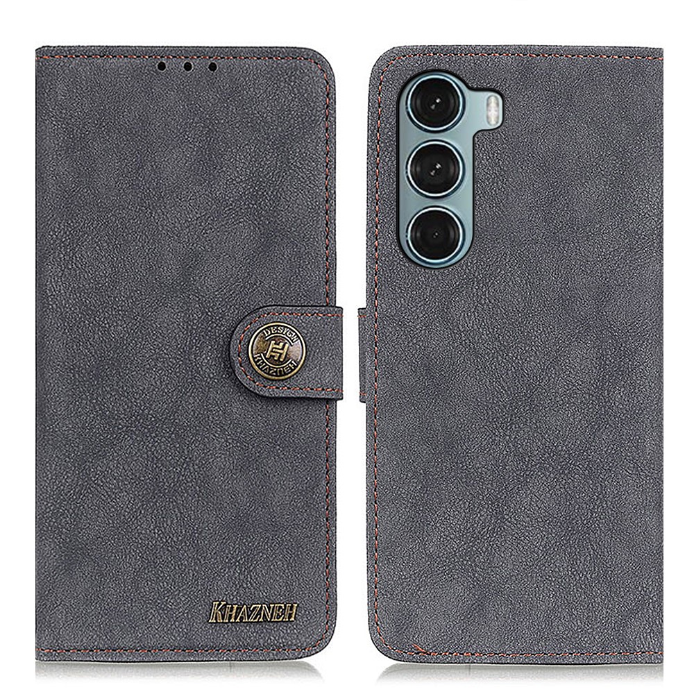 KHAZNEH KHAZNEH Motorola Moto G200 Fodral Vintage Split Läder Svart