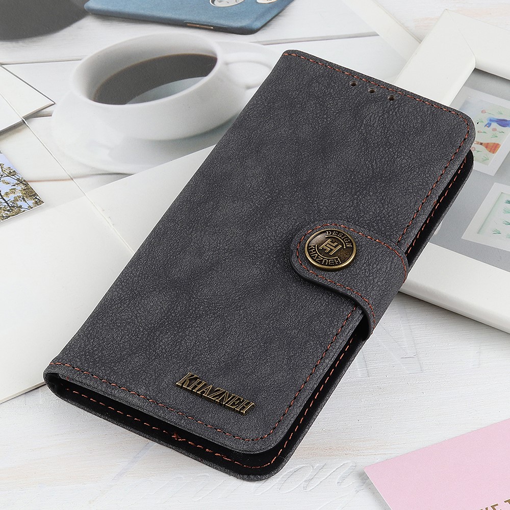 KHAZNEH KHAZNEH Motorola Moto G200 Fodral Vintage Split Läder Svart