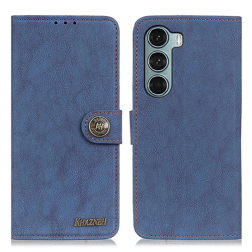 KHAZNEH KHAZNEH Motorola Moto G200 Fodral Vintage Split Läder Blå