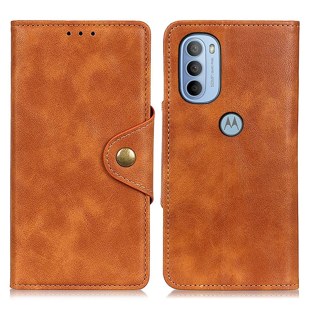 Motorola Moto G31 / G41 Fodral Mässing Magnet Brun