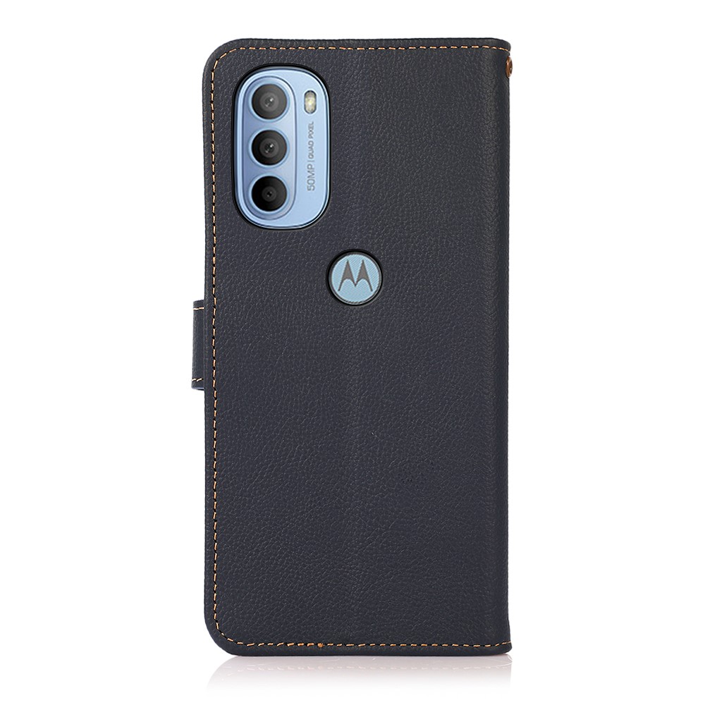KHAZNEH KHAZNEH Motorola Moto G31 / G41 Fodral RFID Äkta Läder Blå