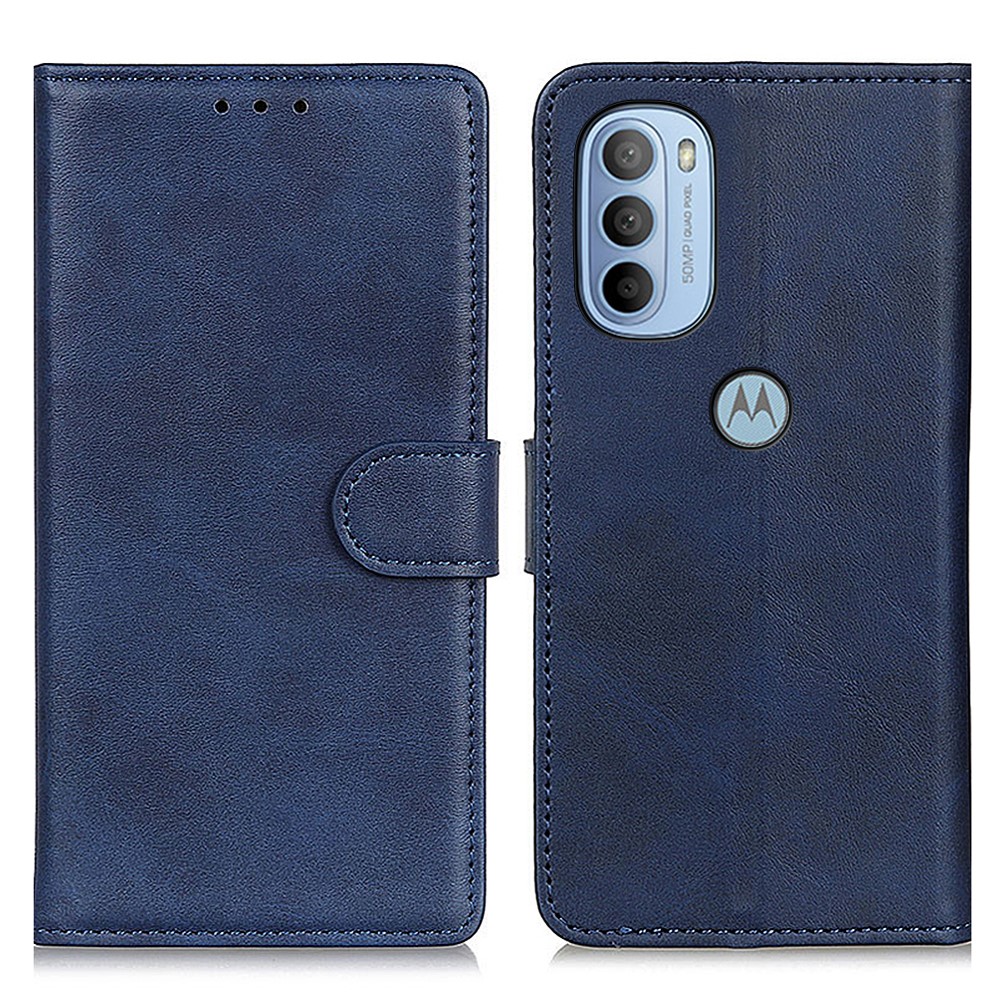  Motorola Moto G31 / G41 Fodral Solid Läder Blå