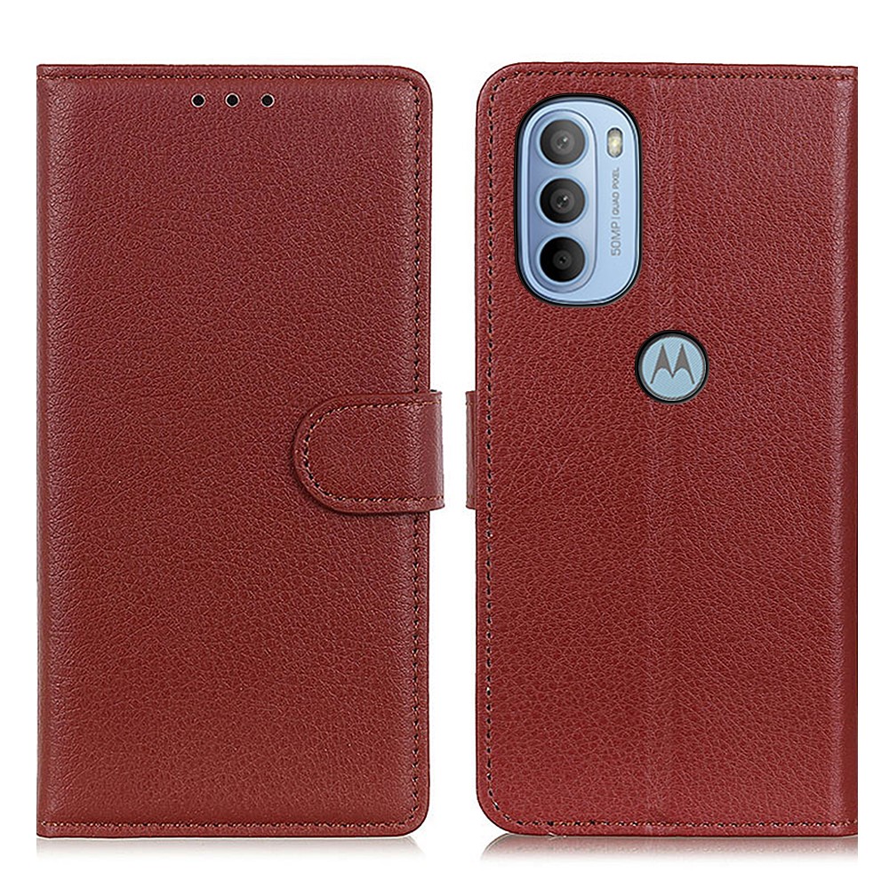 Motorola Moto G31 / G41 Fodral Litchi Läder Brun