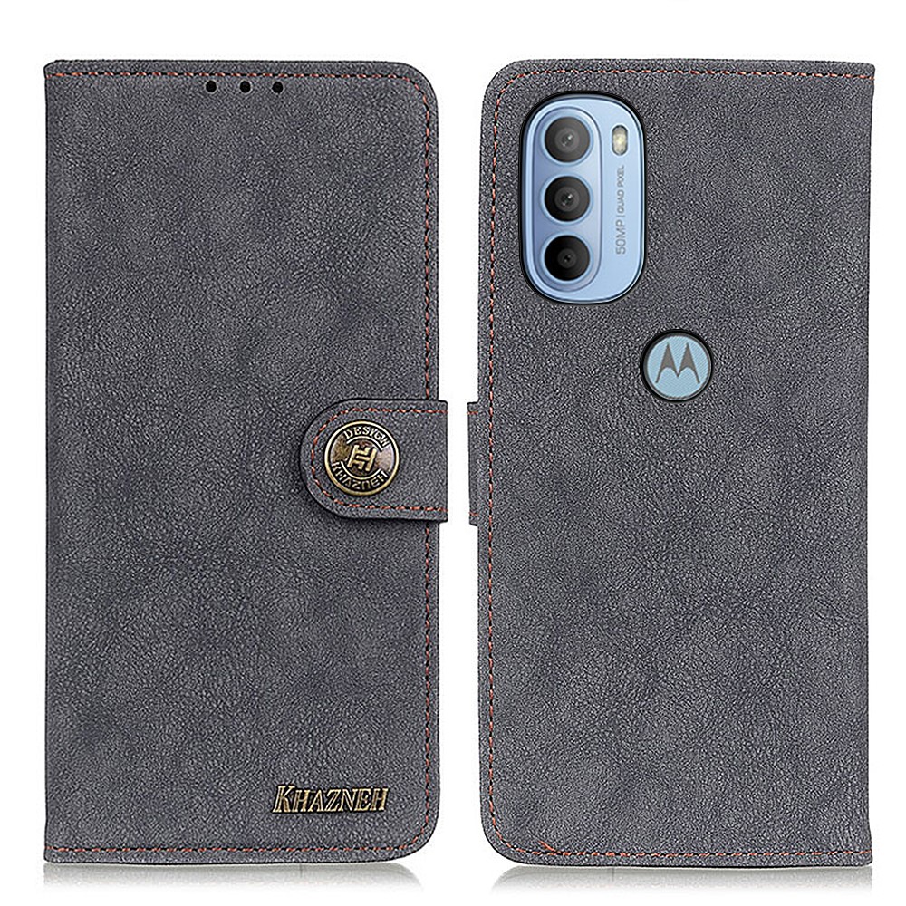 KHAZNEH KHAZNEH Motorola Moto G31 / G41 Fodral Vintage Split Läder Svart