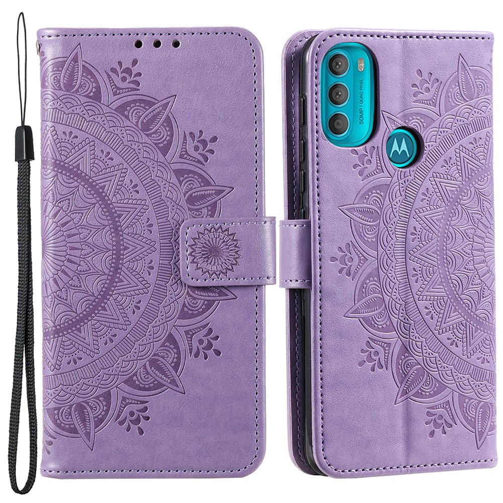  Motorola Moto G71 Fodral Mandala Läder Lila