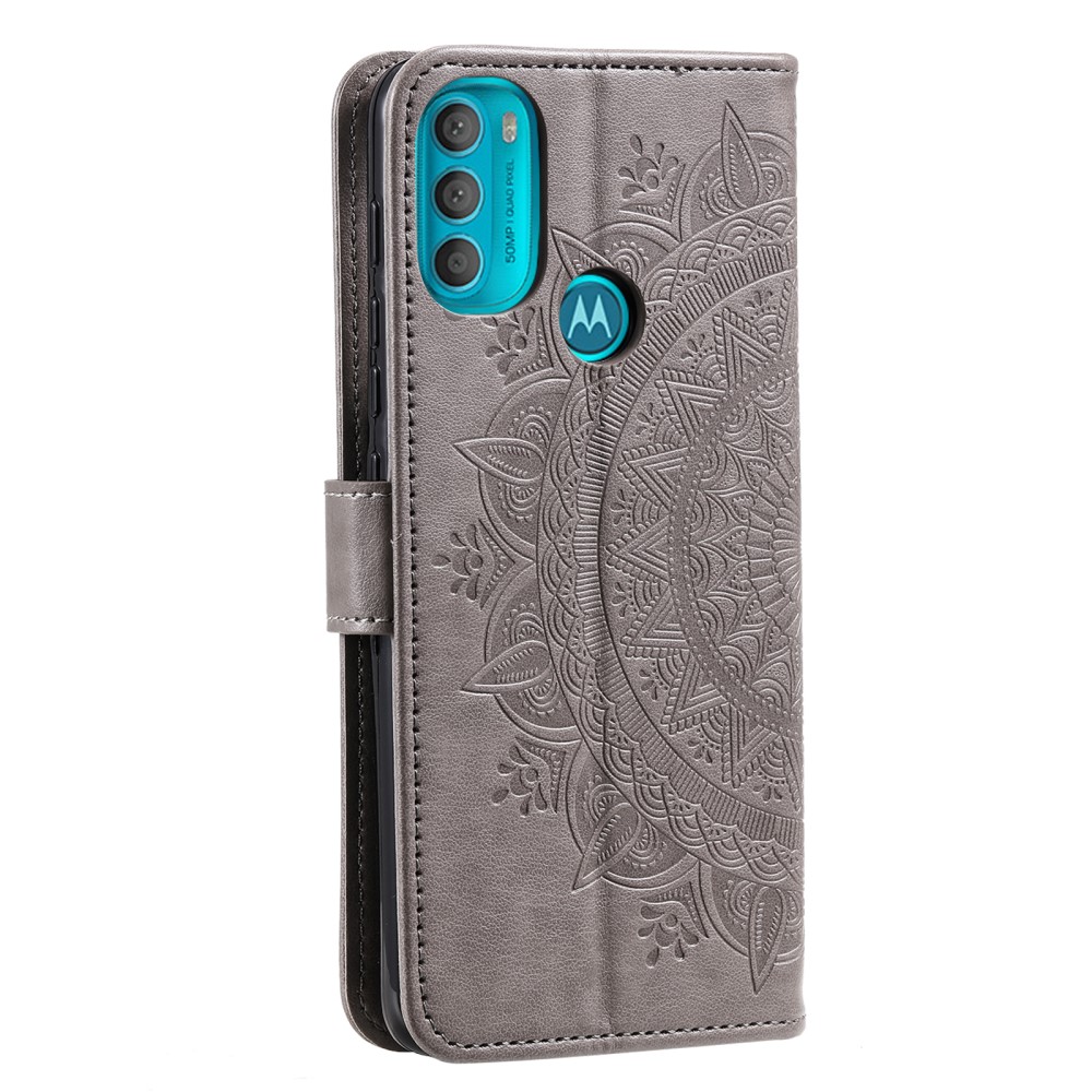  Motorola Moto G71 Fodral Mandala Läder Grå