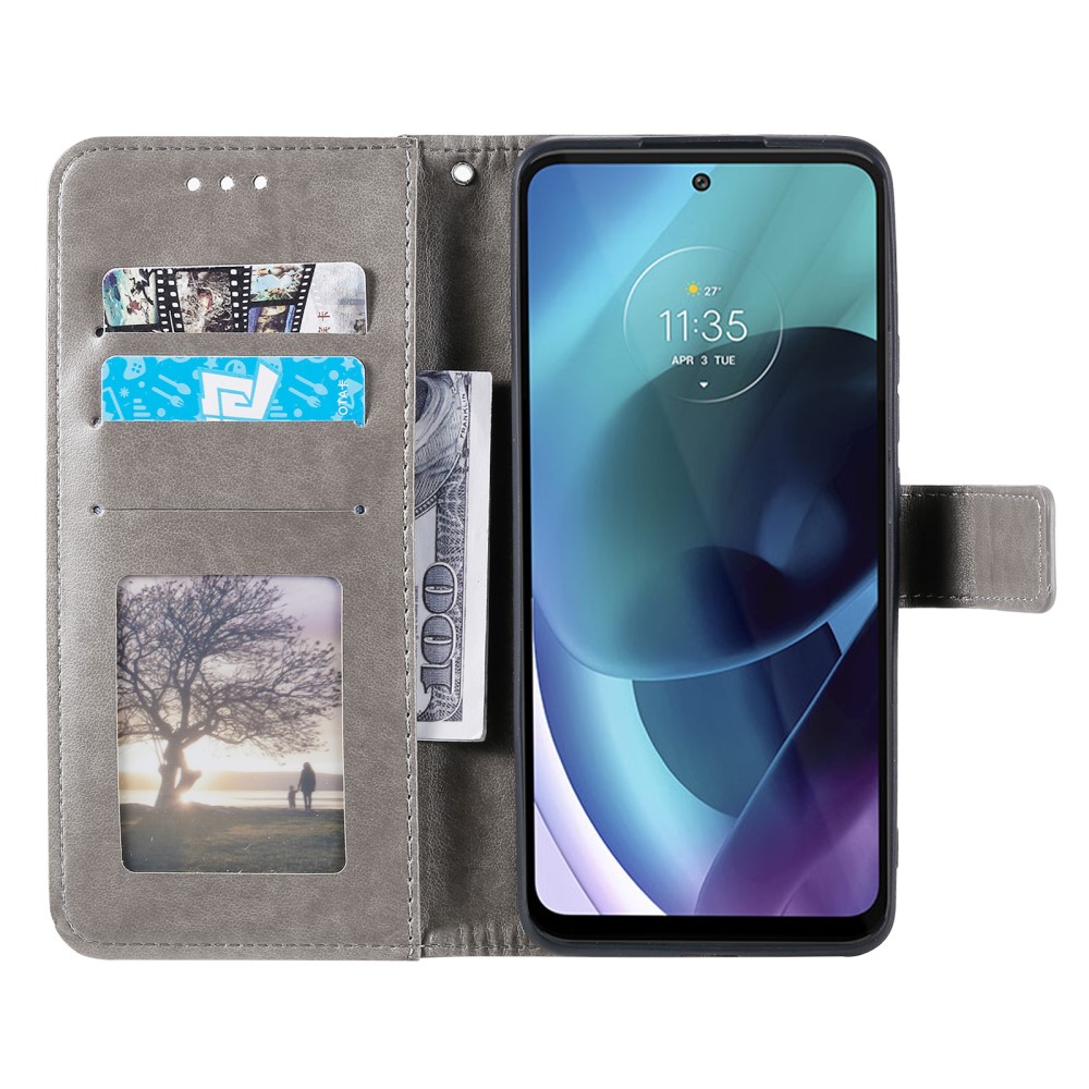  Motorola Moto G71 Fodral Mandala Läder Grå