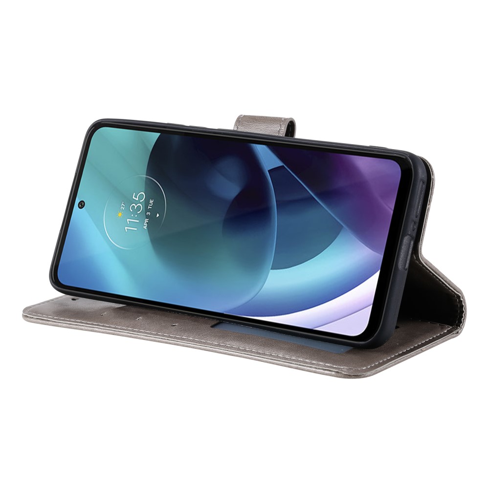  Motorola Moto G71 Fodral Mandala Läder Grå