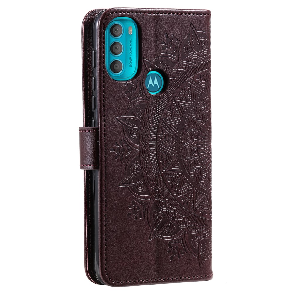  Motorola Moto G71 Fodral Mandala Läder Brun