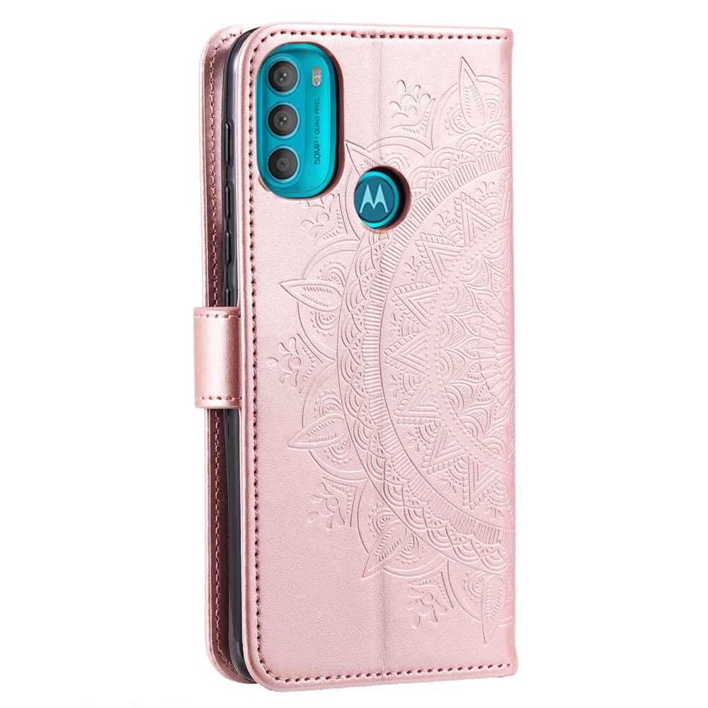  Motorola Moto G71 Fodral Mandala Läder Roséguld