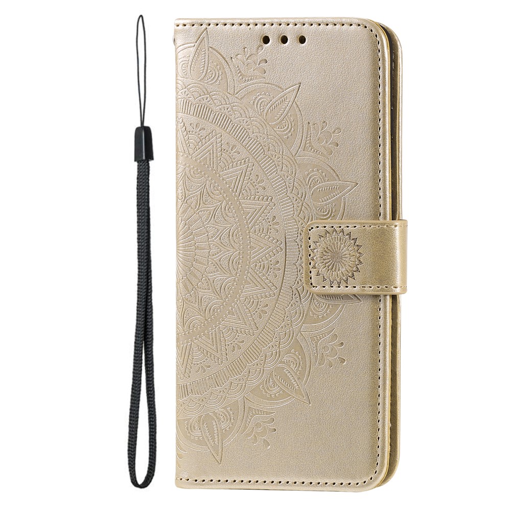  Motorola Moto G71 Fodral Mandala Läder Guld