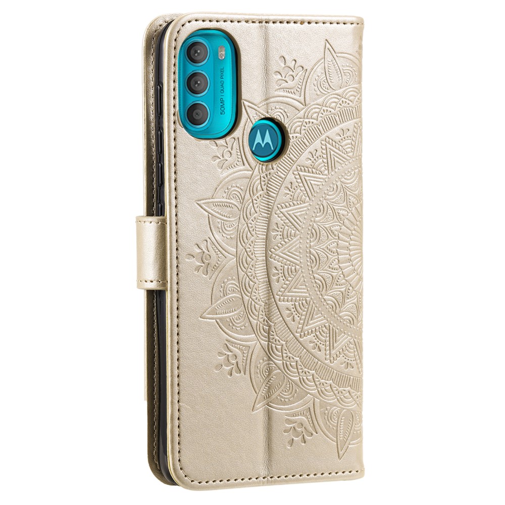  Motorola Moto G71 Fodral Mandala Läder Guld