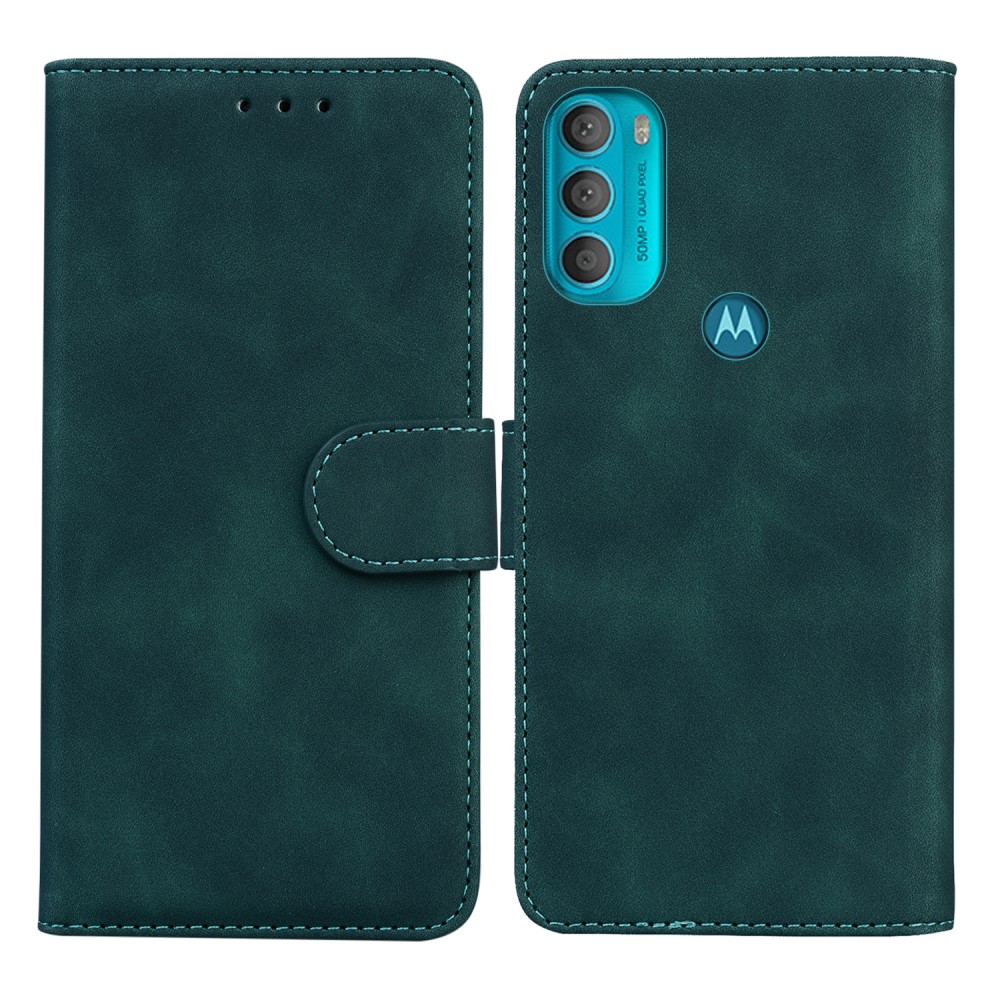  Motorola Moto G71 Fodral Skin Touch Läder Mörk Grön