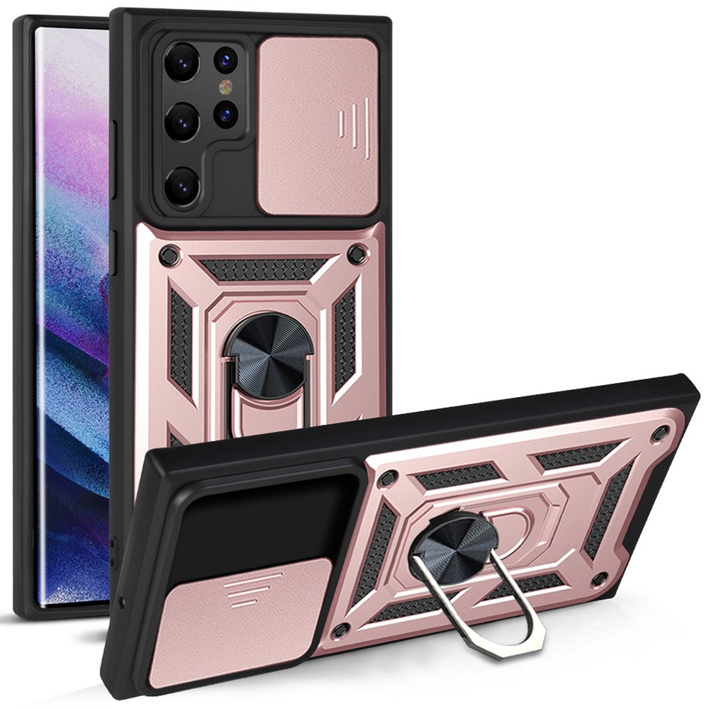  Samsung Galaxy S22 Ultra Skal CamShield Hybrid Ring Roséguld