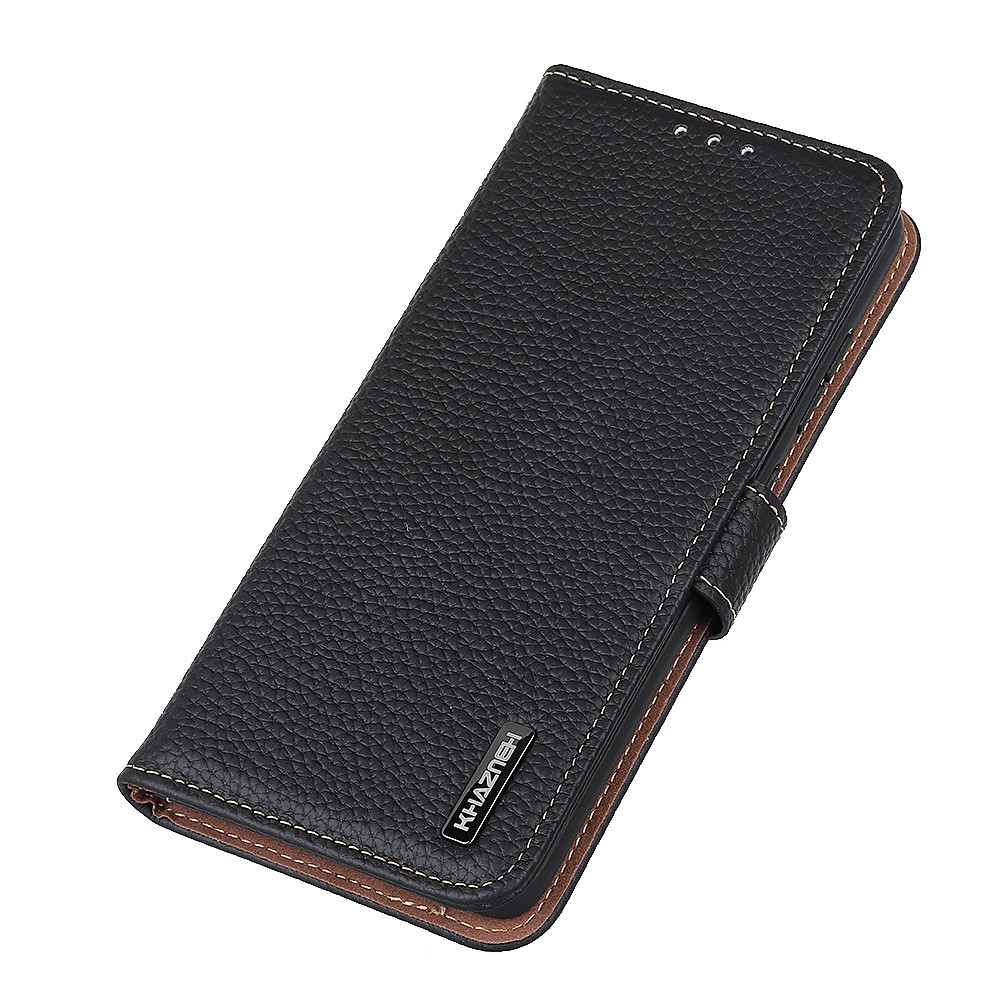 KHAZNEH KHAZNEH Samsung Galaxy S22 Ultra Fodral Litchi Äkta Läder Svart