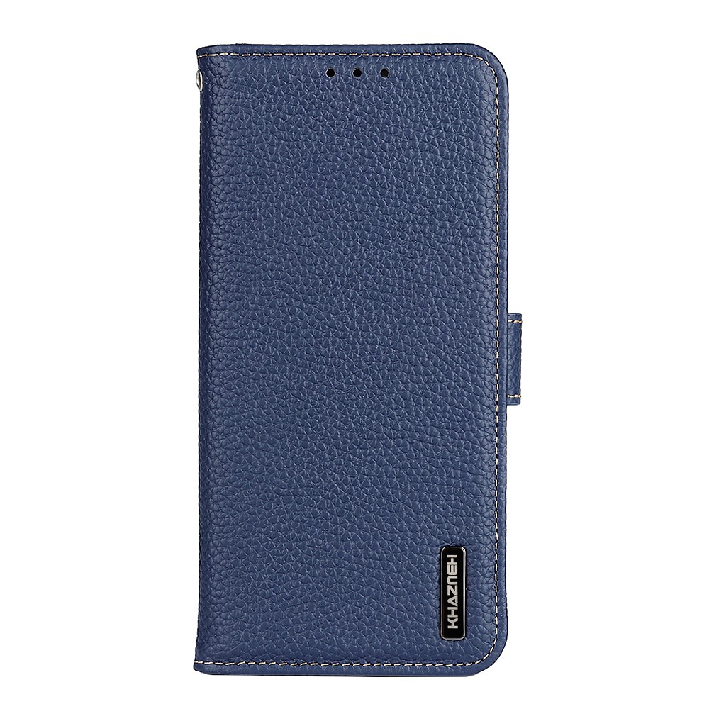 KHAZNEH KHAZNEH Samsung Galaxy S22 Ultra Fodral Litchi Äkta Läder Blå