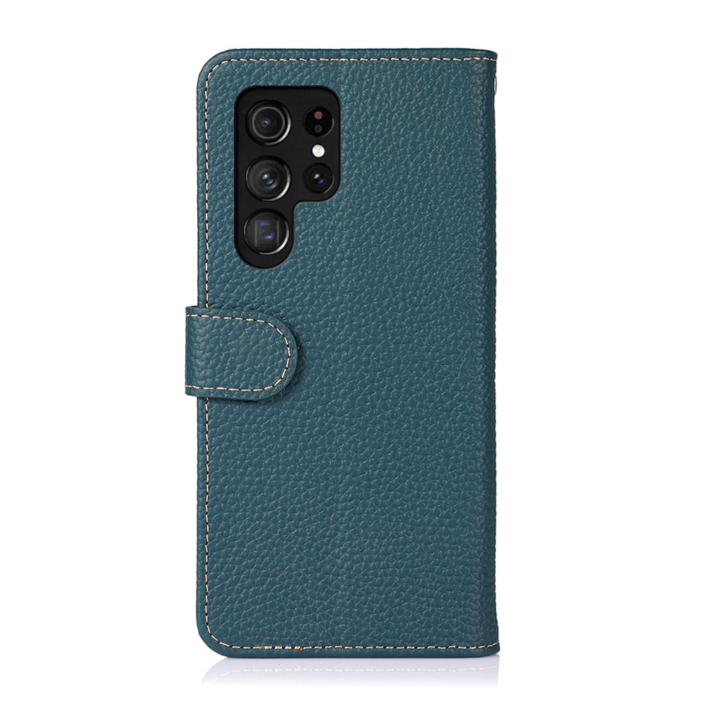 KHAZNEH KHAZNEH Samsung Galaxy S22 Ultra Fodral Litchi Äkta Läder Grön