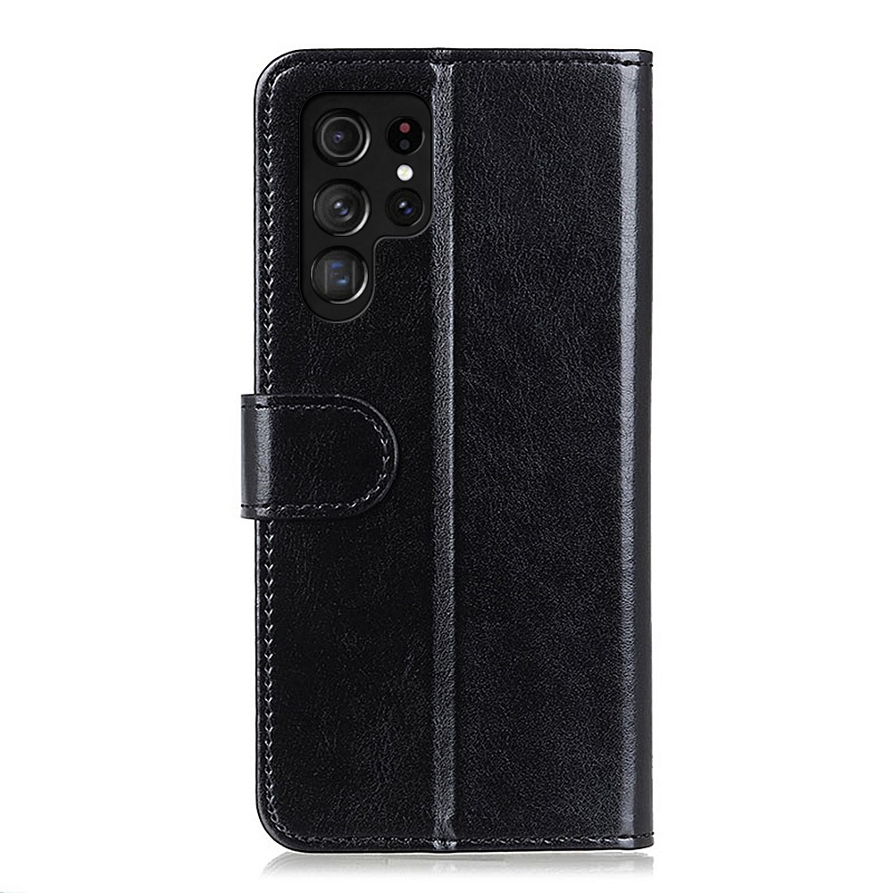  Samsung Galaxy S22 Ultra Fodral Crazy Horse Läder Svart