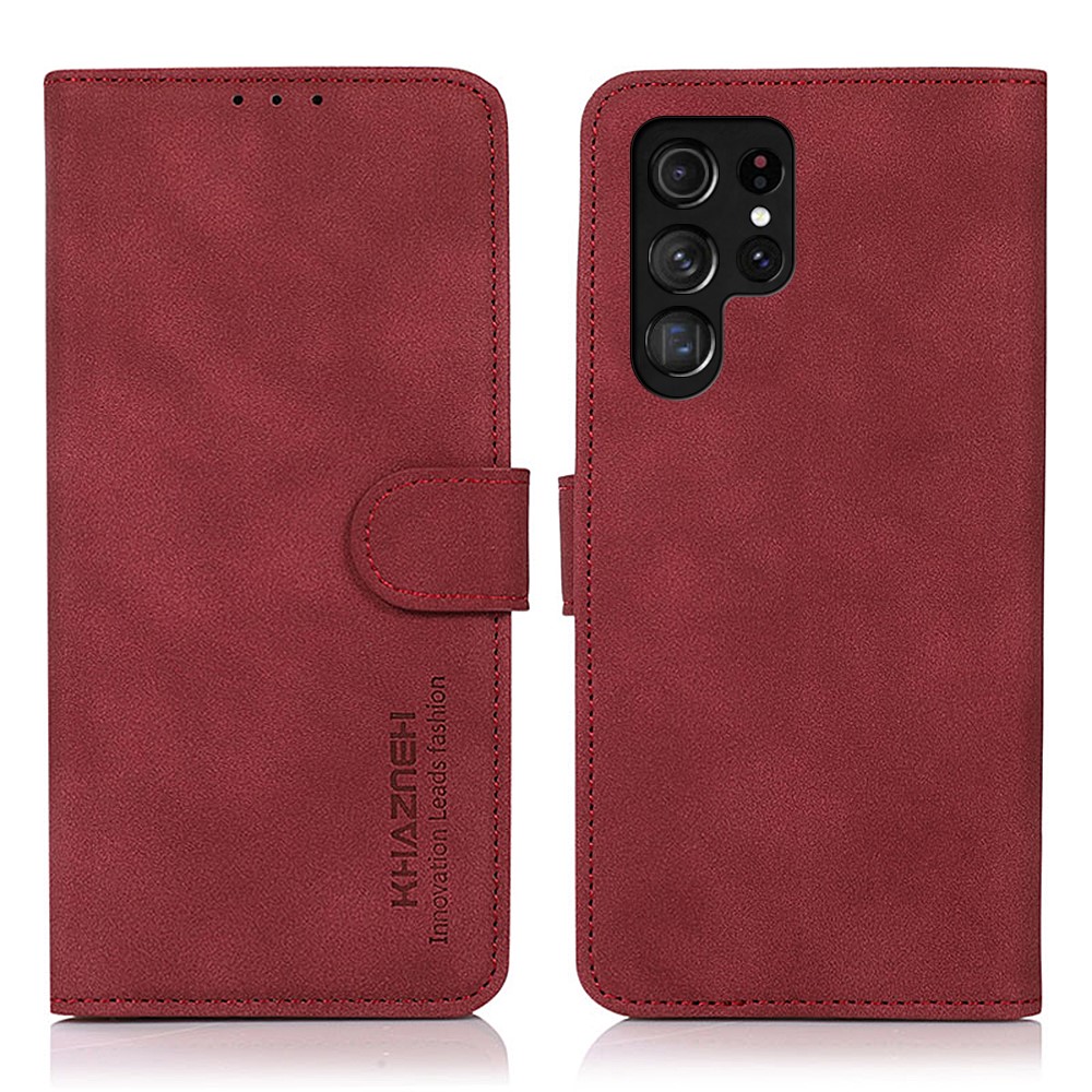KHAZNEH KHAZNEH Samsung Galaxy S22 Ultra Fodral Retro Läder Röd
