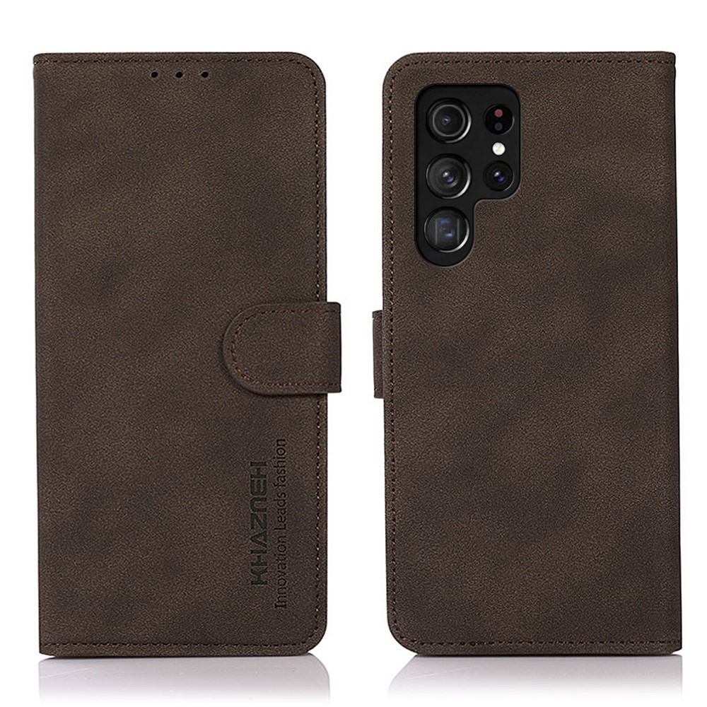 KHAZNEH KHAZNEH Samsung Galaxy S22 Ultra Fodral Retro Läder Brun