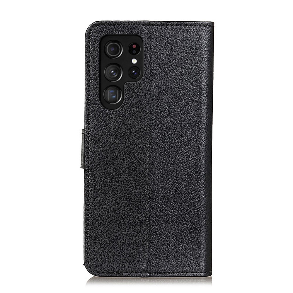  Samsung Galaxy S22 Ultra Fodral Litchi Läder Svart