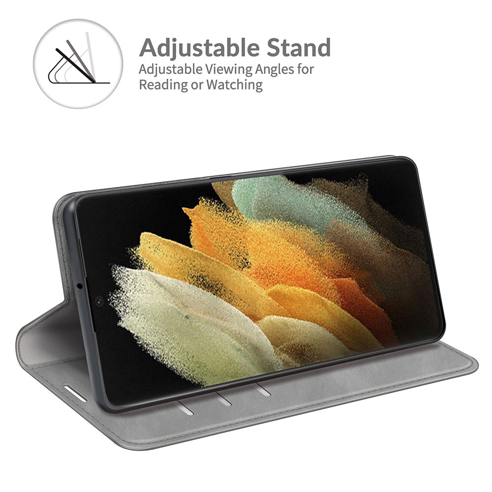  Samsung Galaxy S22 Ultra Fodral Flip Läder Grå