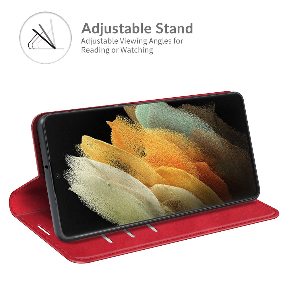  Samsung Galaxy S22 Ultra Fodral Flip Läder Röd