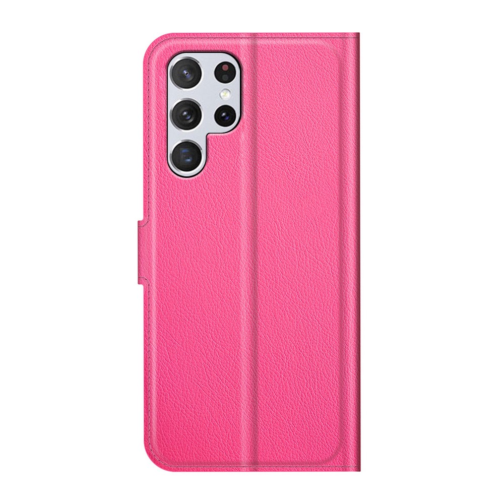  Samsung Galaxy S22 Ultra Fodral Litchi Läder Rosa