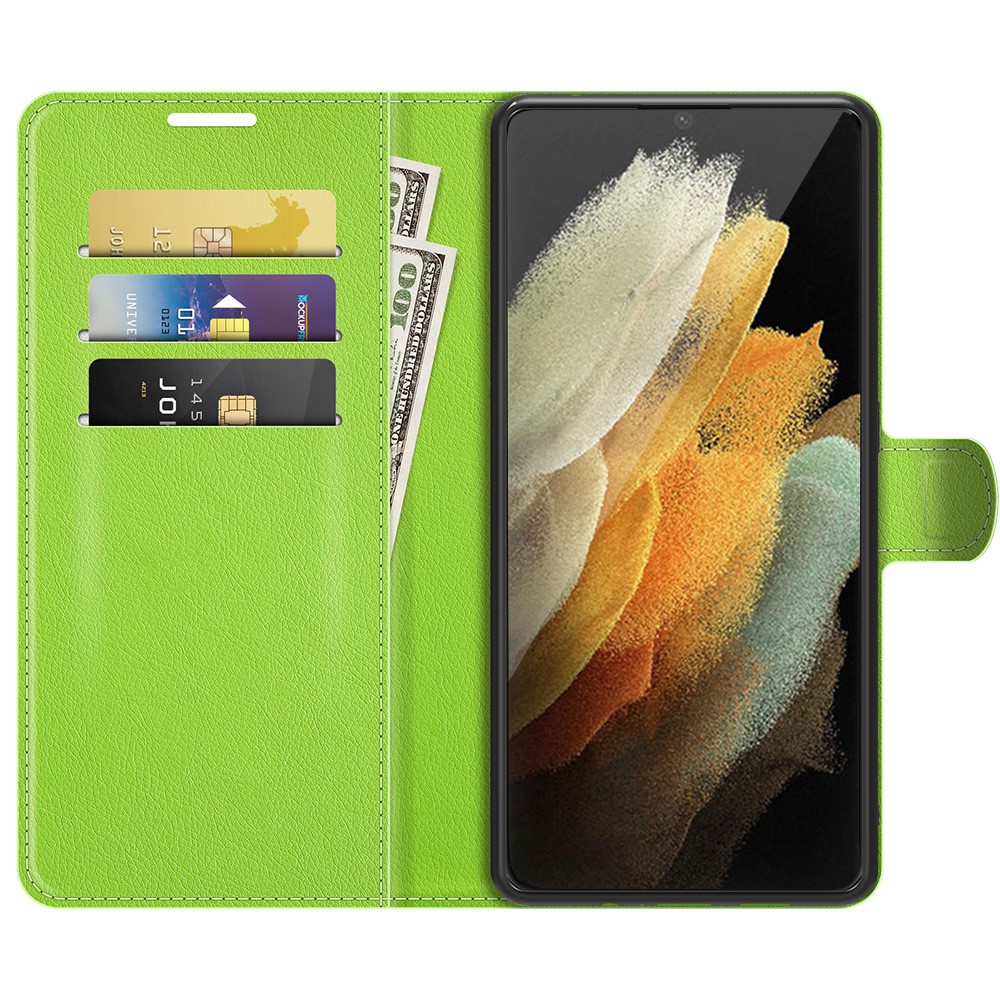  Samsung Galaxy S22 Ultra Fodral Litchi Läder Grön