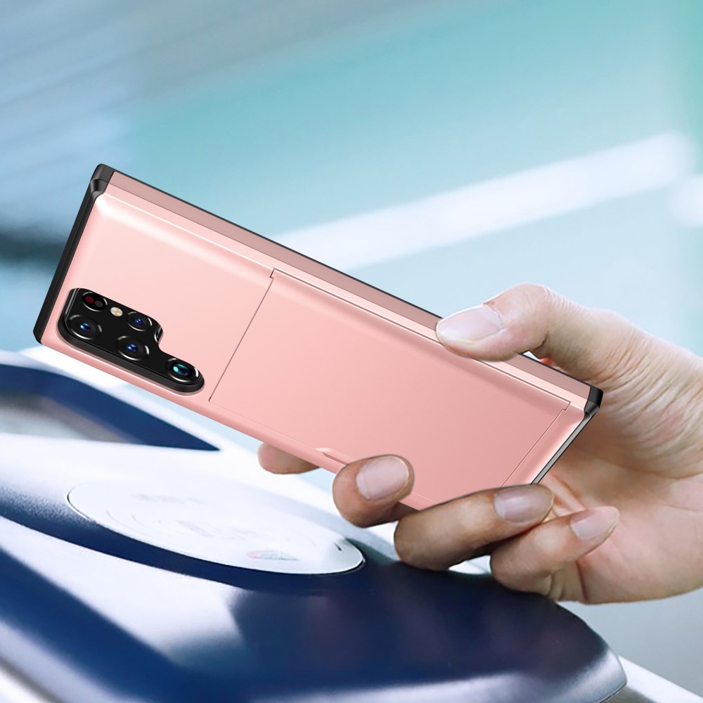 Samsung Galaxy S22 Ultra Skal Hybrid Med Kortfack Svart