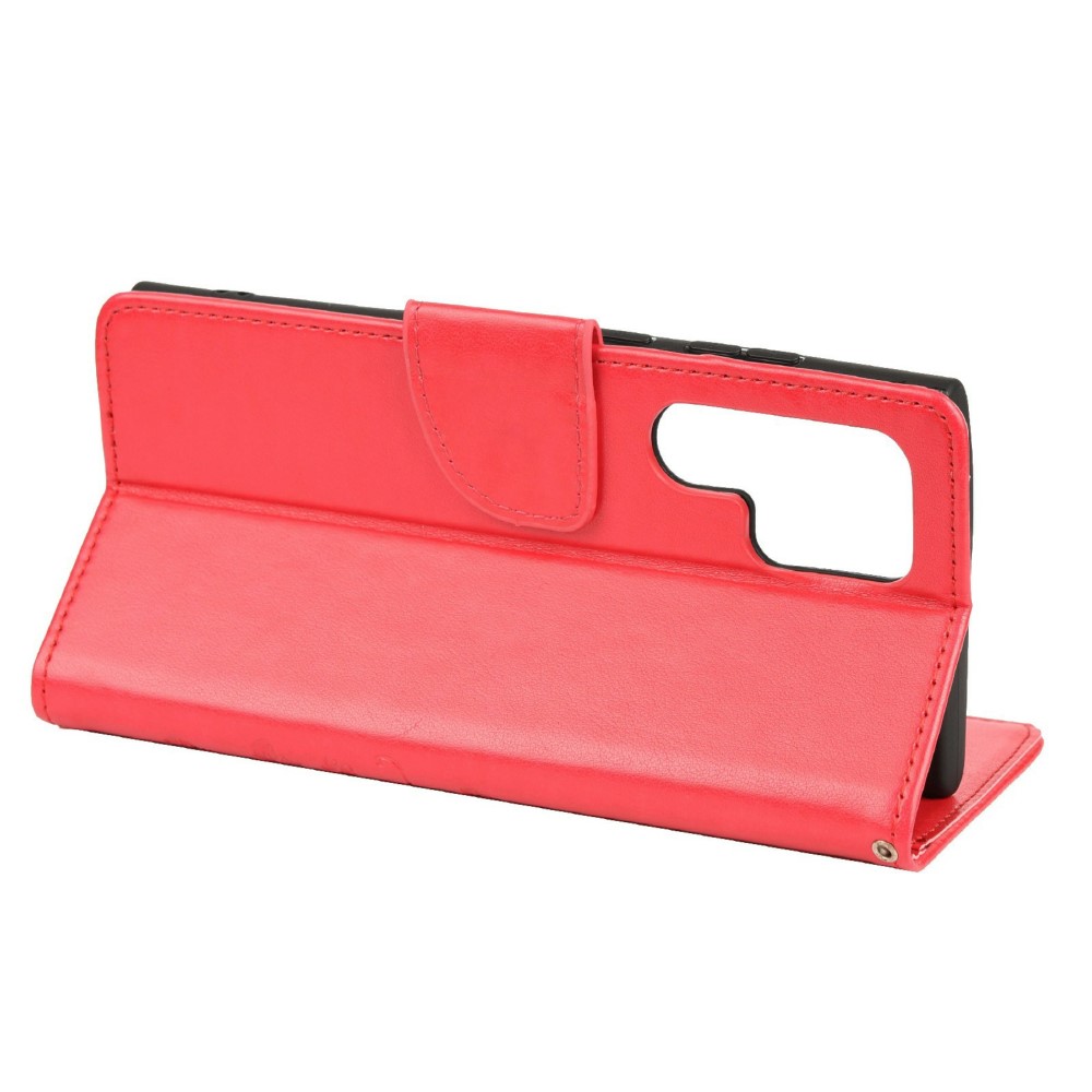  Samsung Galaxy S22 Ultra Fodral Tryckta Fjärilar Röd