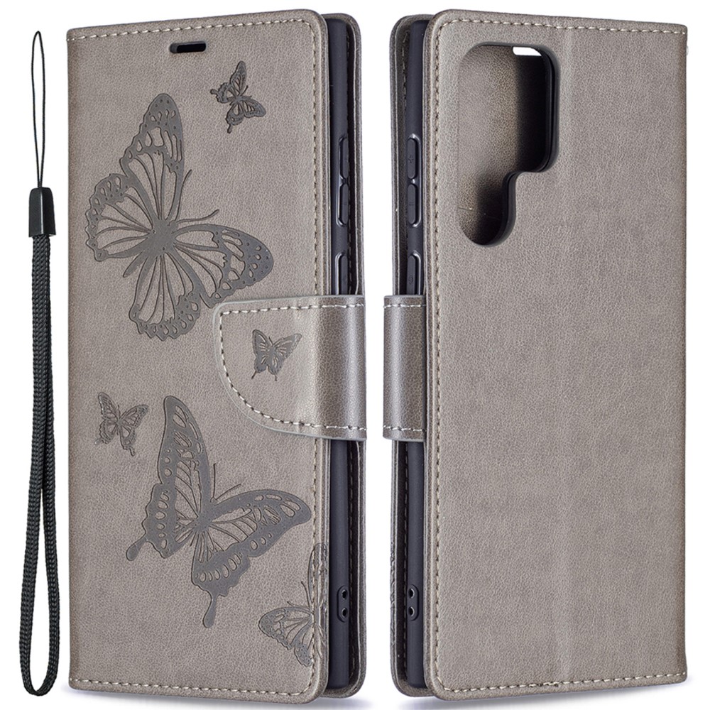  Samsung Galaxy S22 Ultra Fodral Butterfly Grå