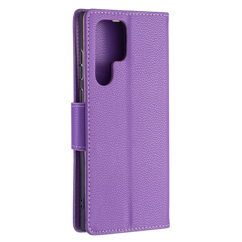  Samsung Galaxy S22 Ultra Fodral Litchi Textur Lila