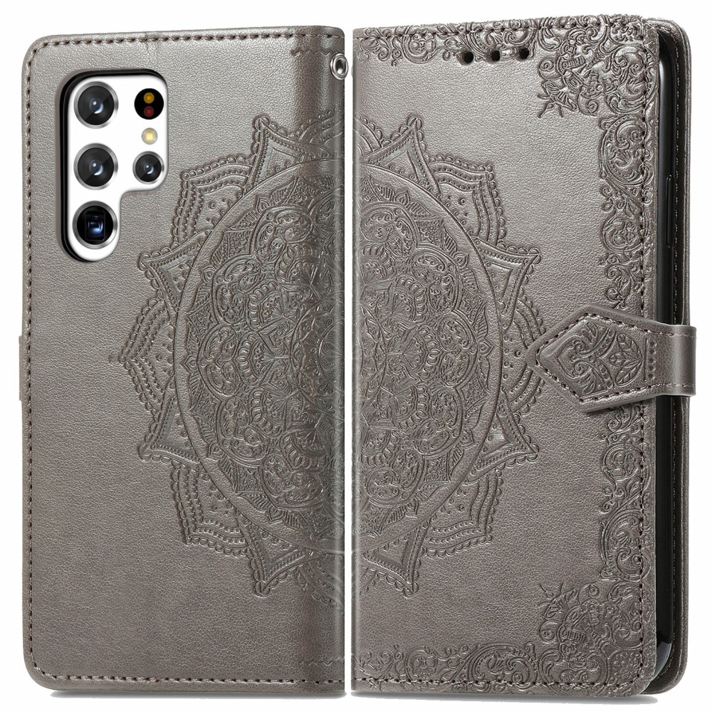  Samsung Galaxy S22 Ultra Fodral Mandala Flower Grå