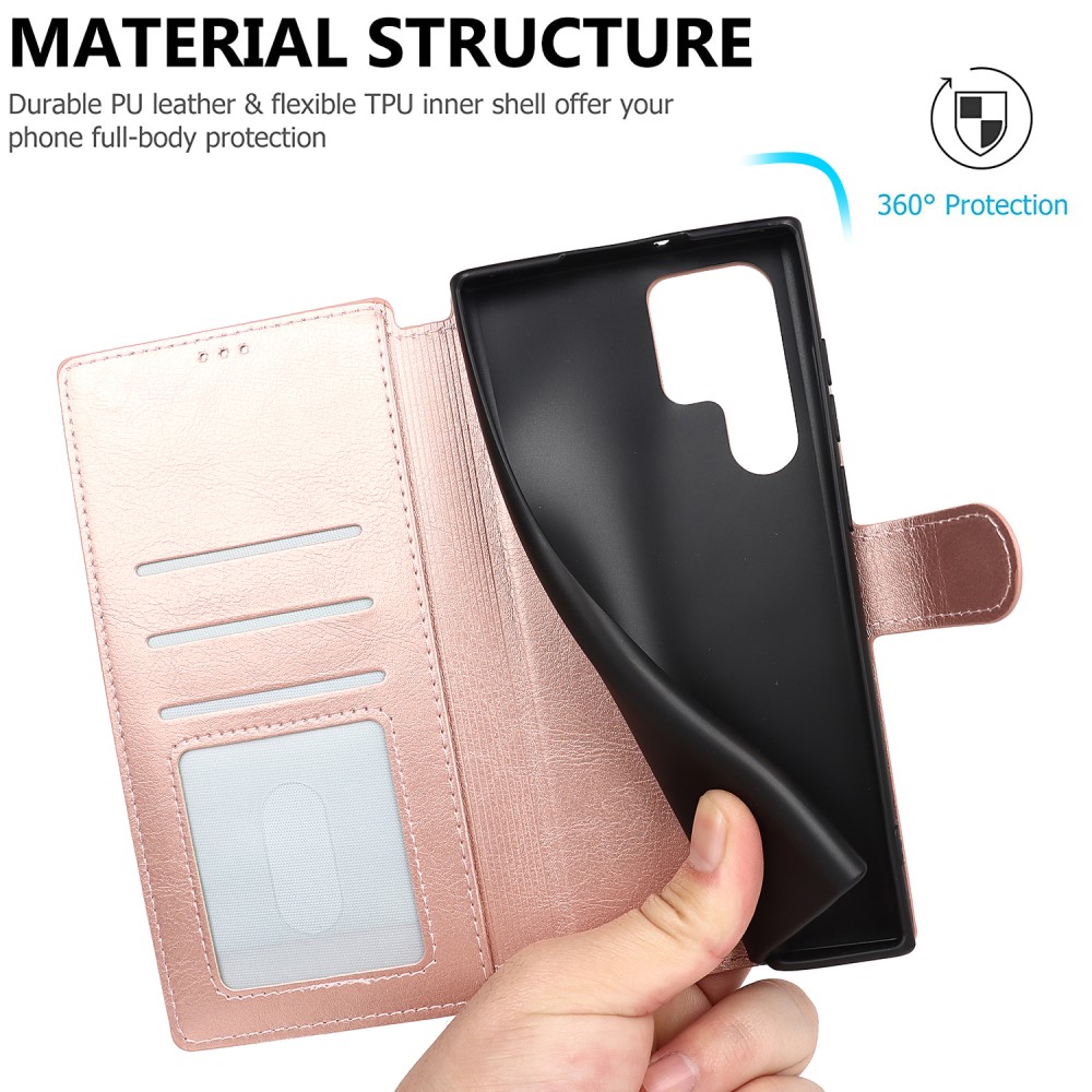  Samsung Galaxy S22 Ultra Fodral Retro Matt Läder Roséguld