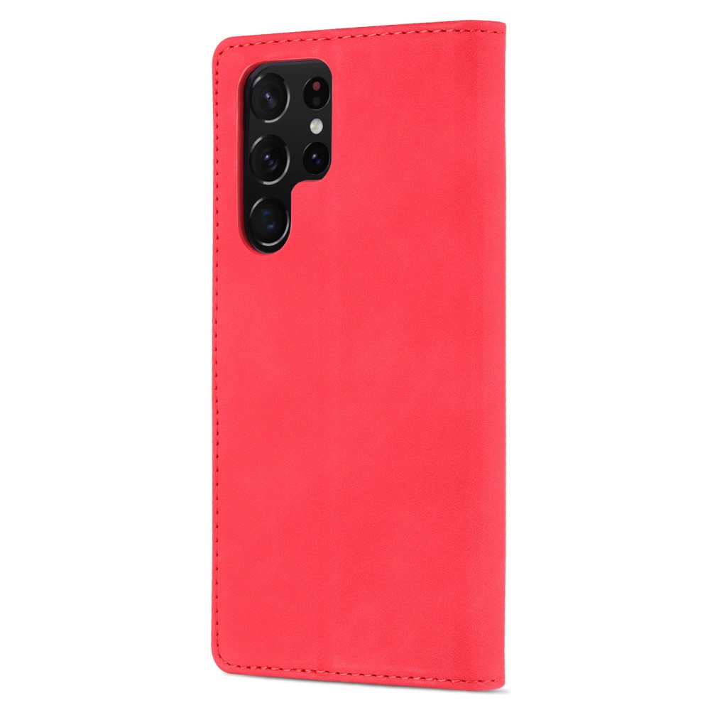 AZNS AZNS Samsung Galaxy S22 Ultra Fodral Läder Röd