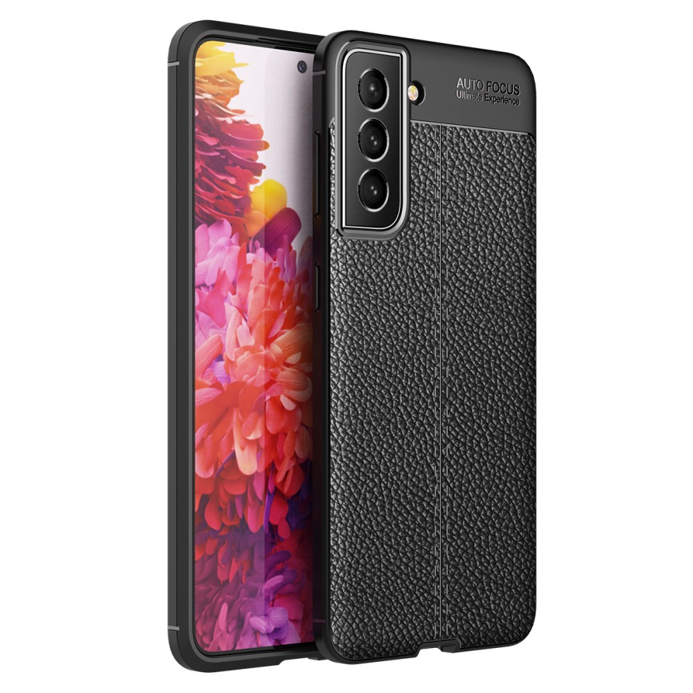 Samsung Galaxy S22 Plus Skal Litchi Textur Svart