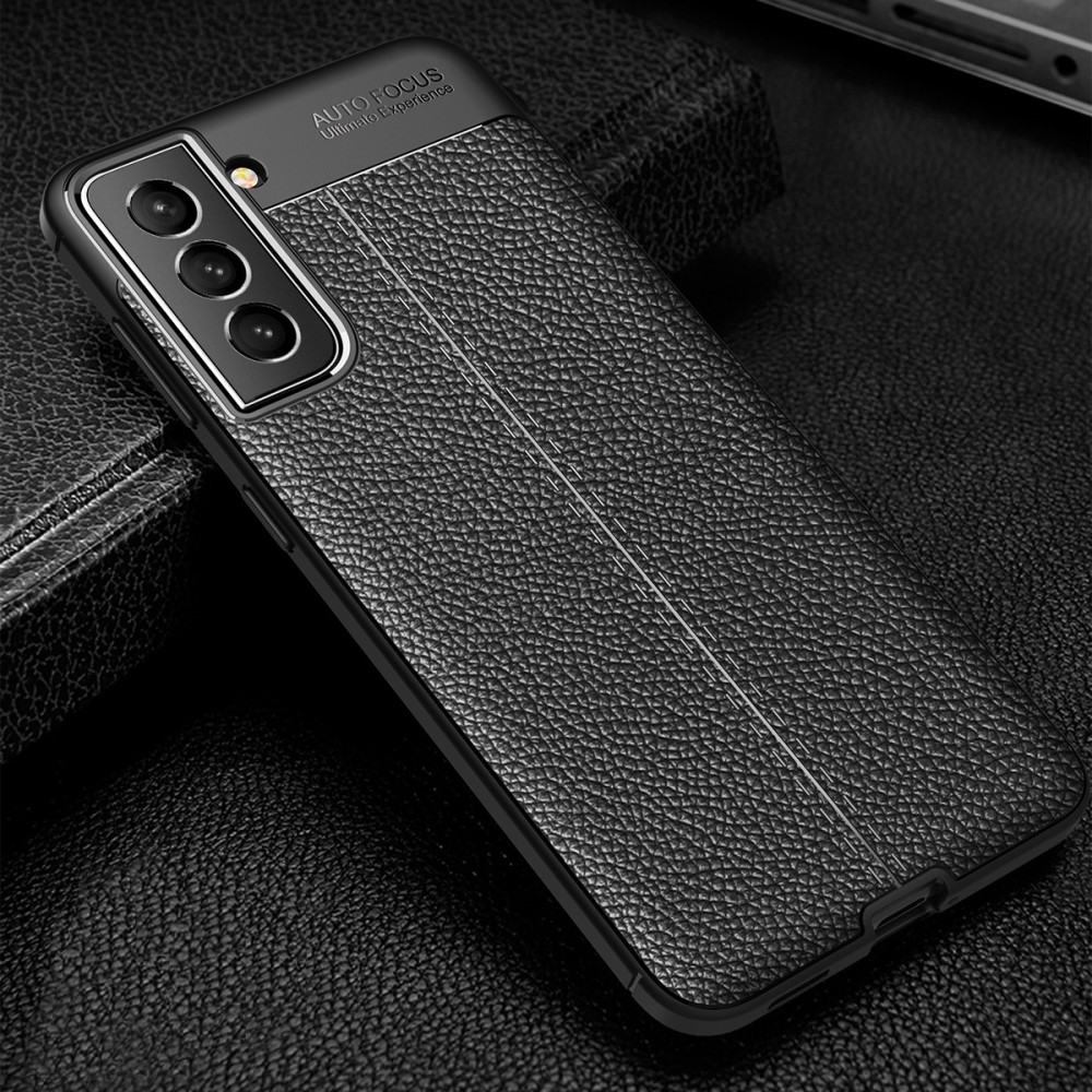  Samsung Galaxy S22 Plus Skal Litchi Textur Svart